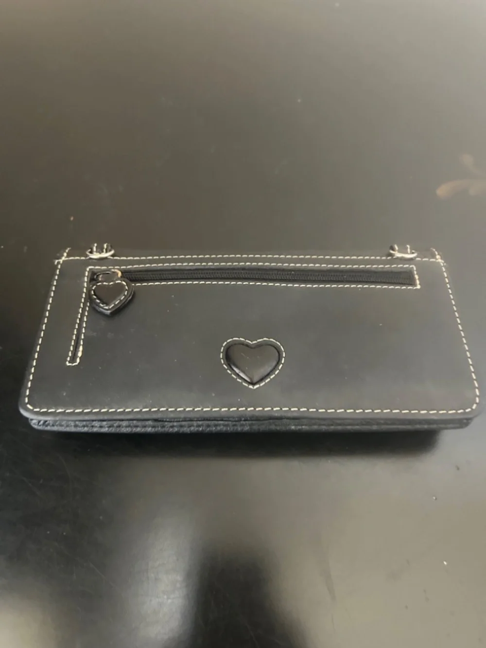 Brighton Heritage Black Leather Heart Wallet.